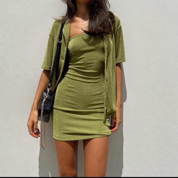 Princess Polly Mishra Set - Olive Green / Dress & Shirt included - tags on! - Picture 2 of 7